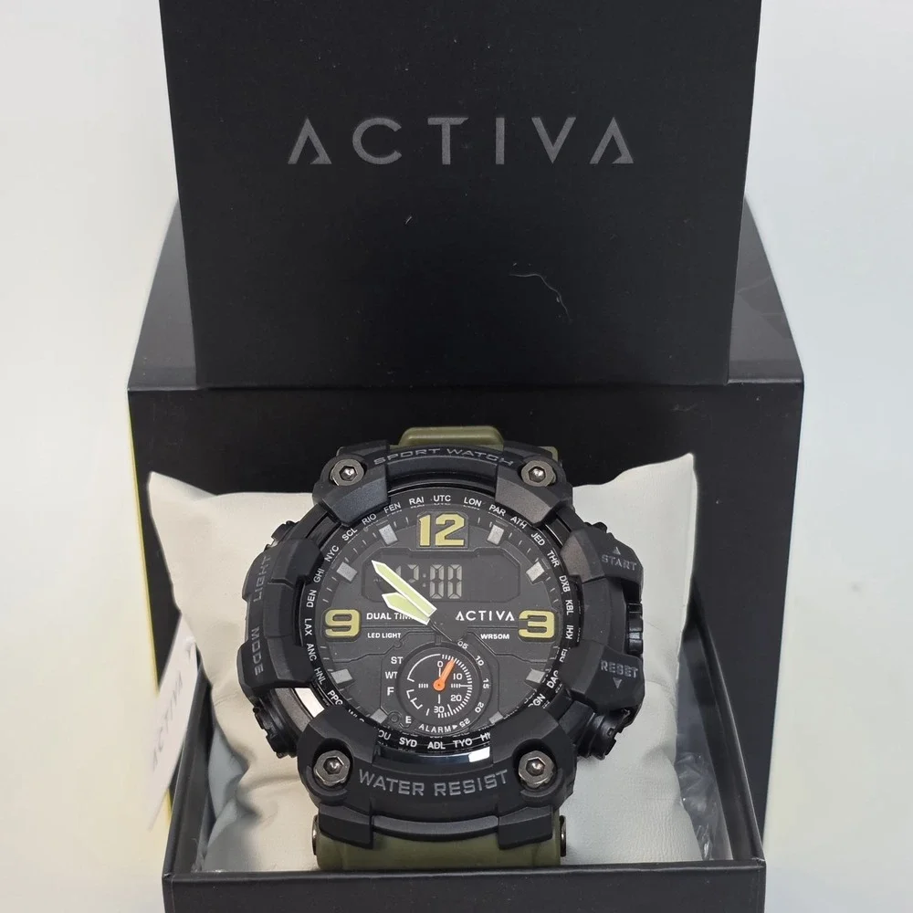NEW Activa X Invicta BlackOps Digital Men's Watch‎ 56mm Army Green ACW1637-002